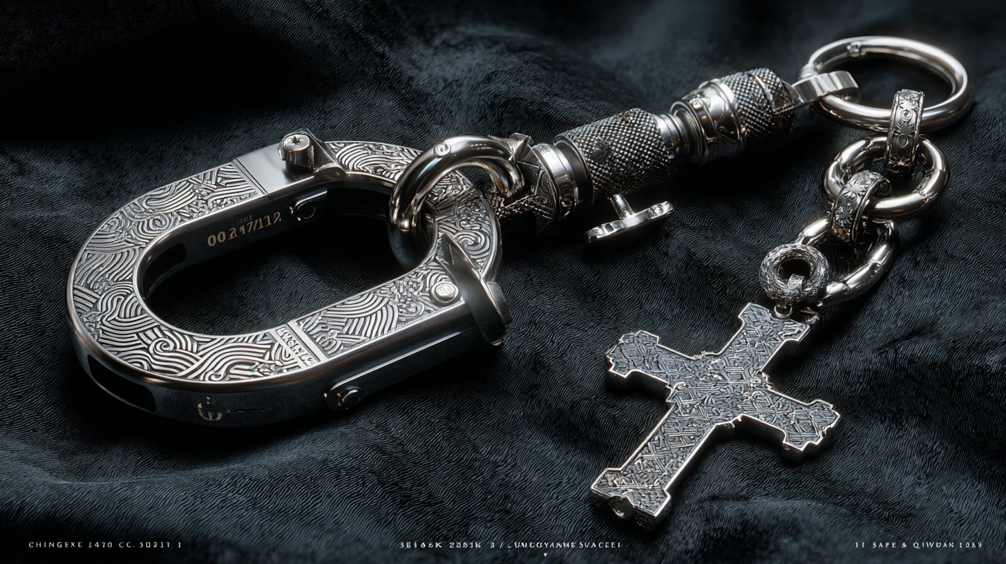 Titanium key holder concept — horseshoe buckle with wave engraving